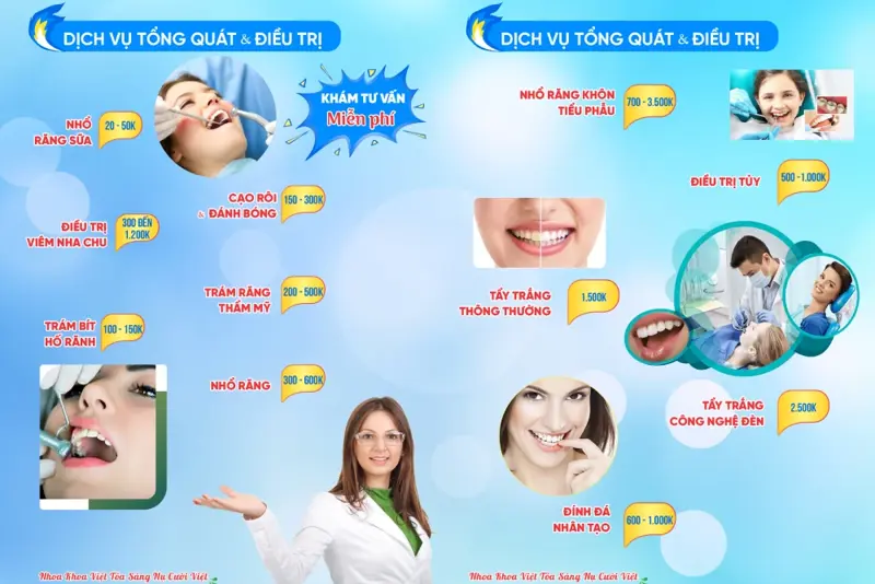 Bảng giá dịch vụ Nha khoa - Nha khoa Việt